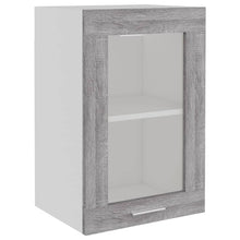 Wandkast 40x31x60 cm glas en bewerkt hout grijs sonoma eiken