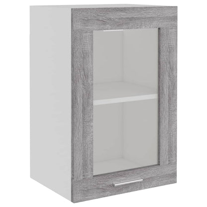 Wandkast 40x31x60 cm glas en bewerkt hout grijs sonoma eiken