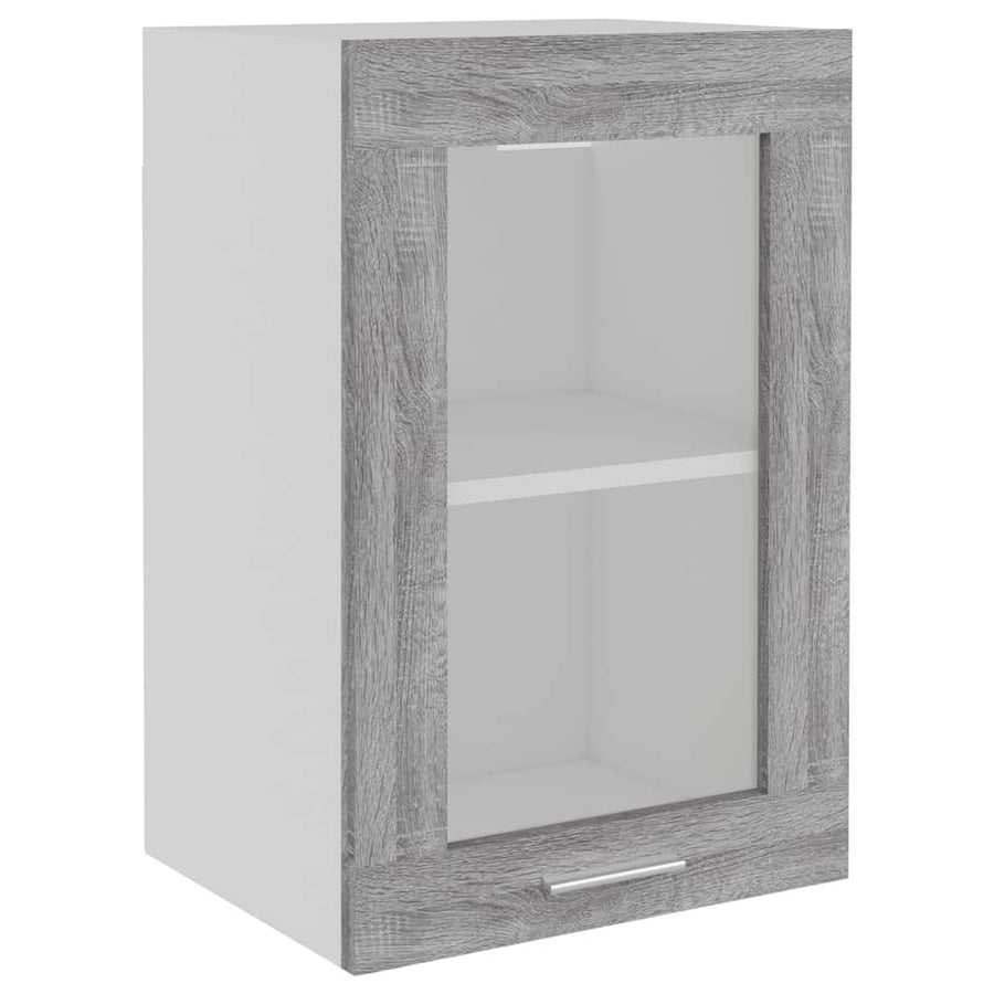 Wandkast 40x31x60 cm glas en bewerkt hout grijs sonoma eiken