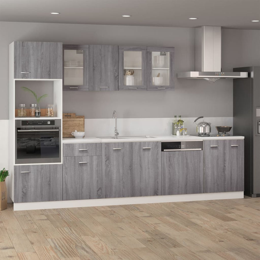 Wandkast 40x31x60 cm glas en bewerkt hout grijs sonoma eiken