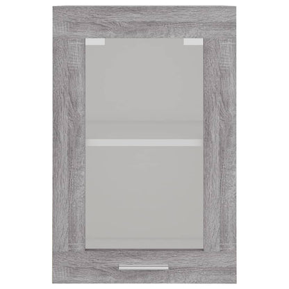 Wandkast 40x31x60 cm glas en bewerkt hout grijs sonoma eiken