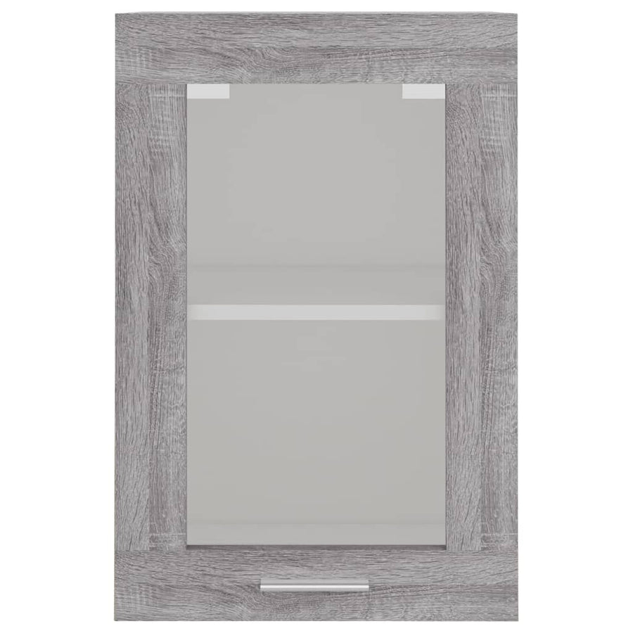 Wandkast 40x31x60 cm glas en bewerkt hout grijs sonoma eiken