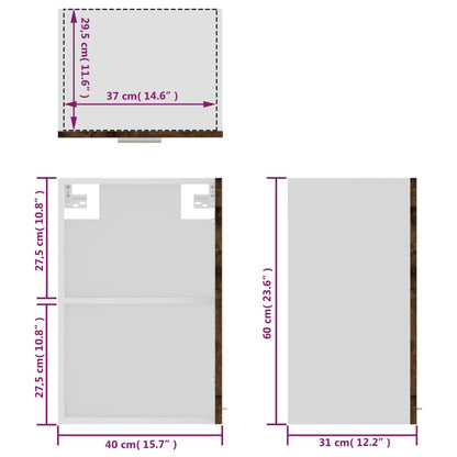 Wandkast 40x31x60 cm glas en bewerkt hout grijs sonoma eiken