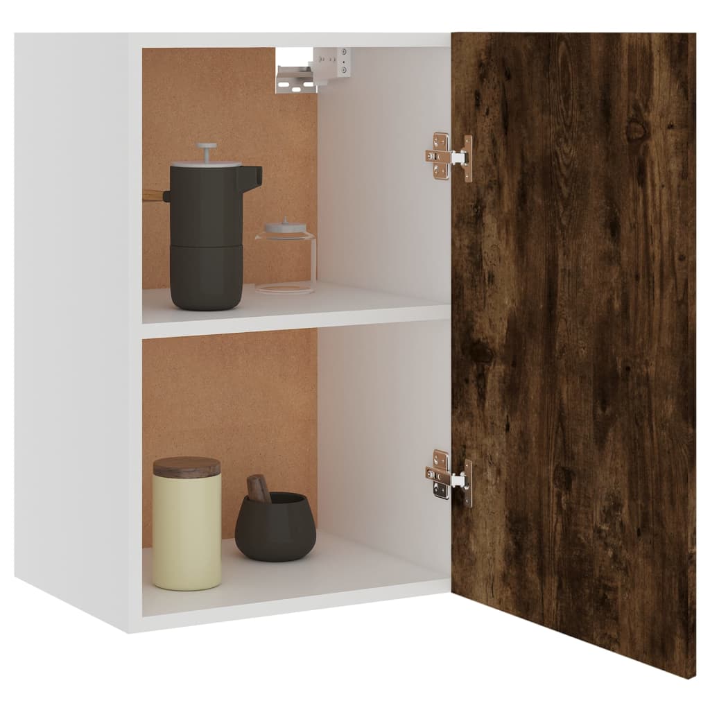 Wandkast 39,5x31x60 cm bewerkt hout gerookt eikenkleurig Hangkast 40 cm