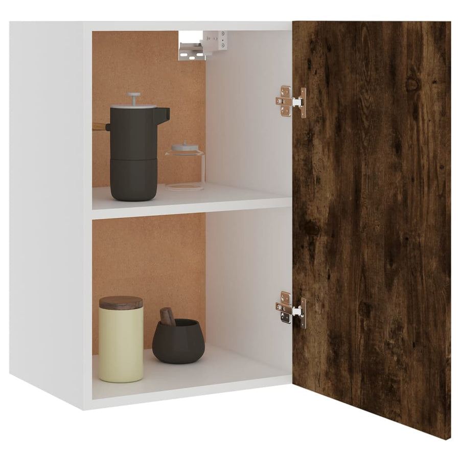 Wandkast 39,5x31x60 cm bewerkt hout gerookt eikenkleurig Hangkast 40 cm