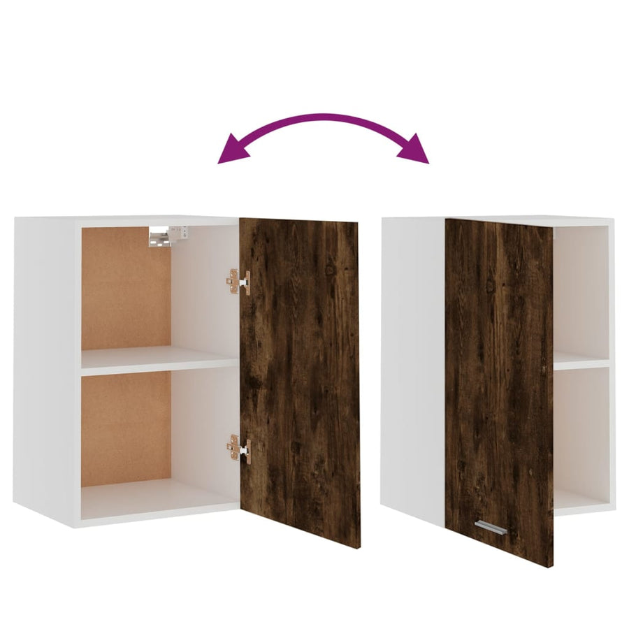 Wandkast 39,5x31x60 cm bewerkt hout gerookt eikenkleurig Hangkast 40 cm