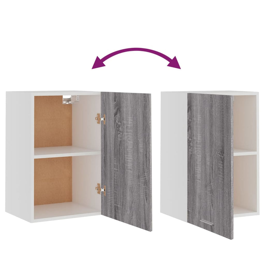 Wandkast 39,5x31x60 cm bewerkt hout grijs sonoma eikenkleurig Hangkast 40 cm