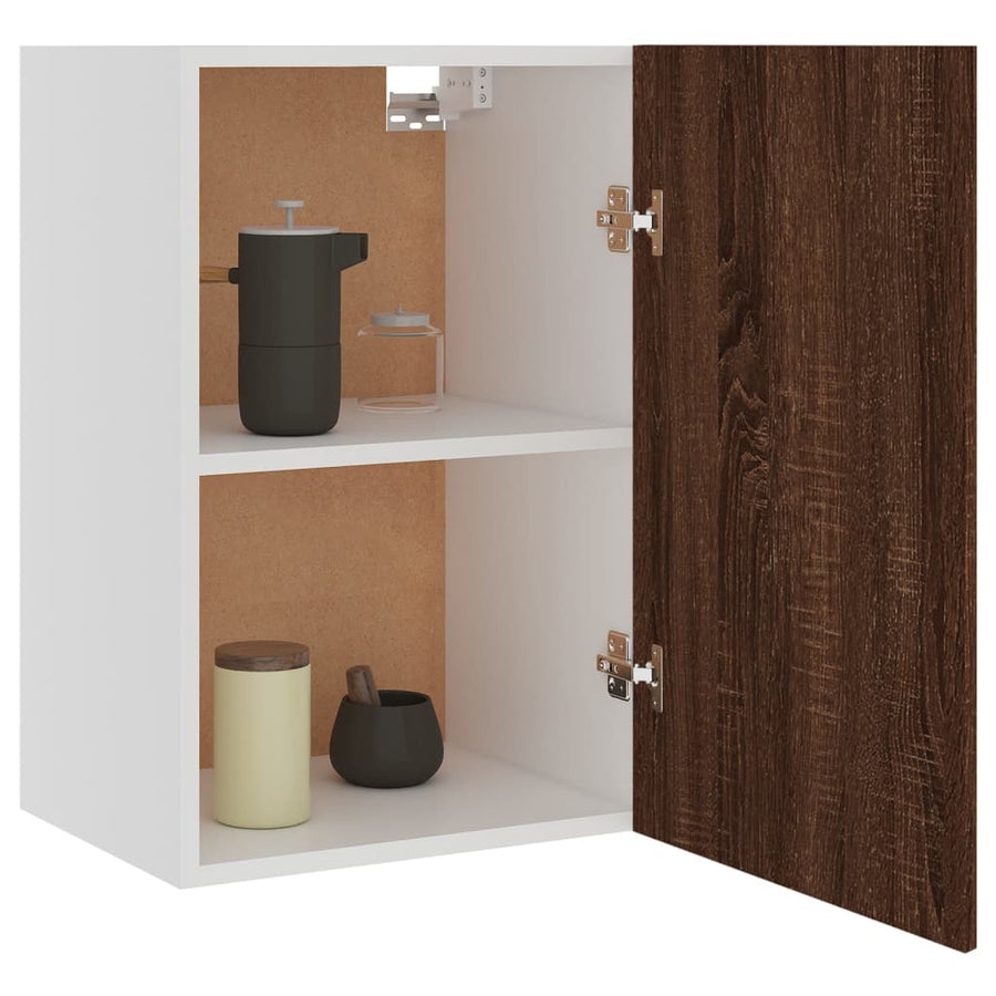 Wandkast 39,5X3X60 Cm Bewerkt Hout Bruin Eikenkleur Hangkast 40 cm