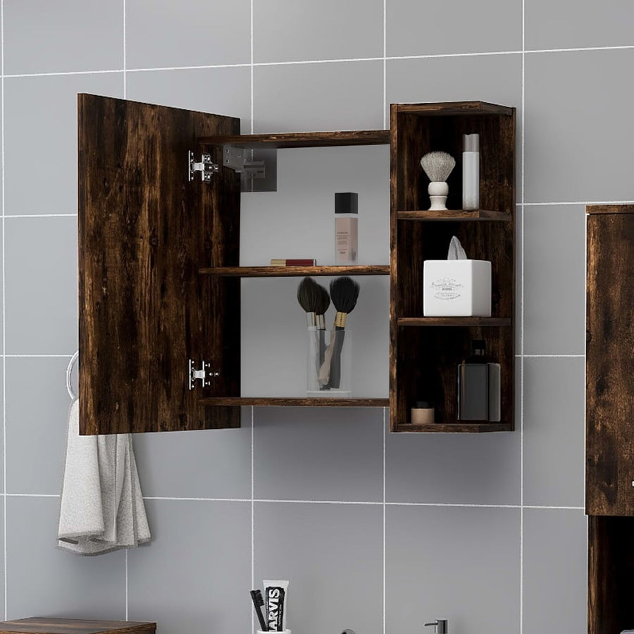 Badkamerspiegelkast 62,5X20,5X64 Cm Bewerkt Hout Gerookt Eiken 1