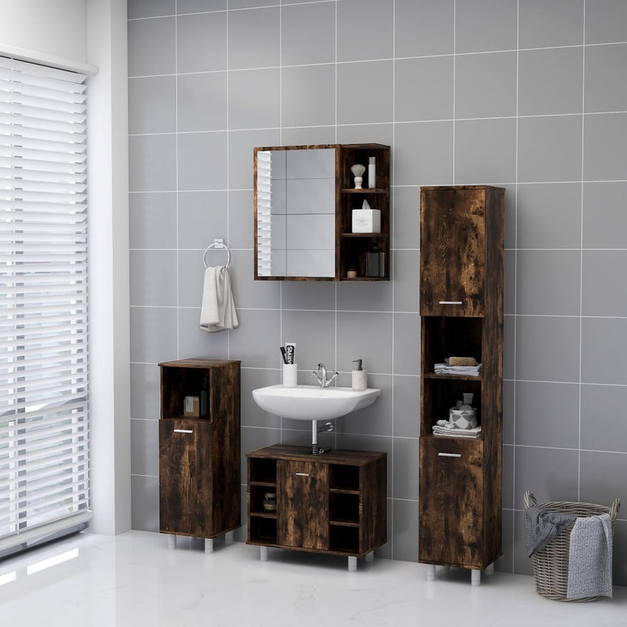 Badkamerspiegelkast 62,5X20,5X64 Cm Bewerkt Hout Gerookt Eiken 1