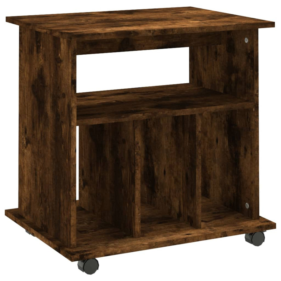 Kast Verrijdbaar 60X45X60 Cm Bewerkt Hout Gerookt Eikenkleurig 1