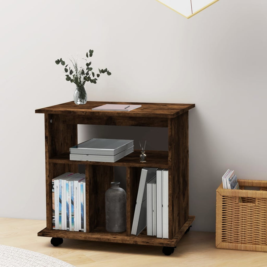 Kast Verrijdbaar 60X45X60 Cm Bewerkt Hout Gerookt Eikenkleurig 1