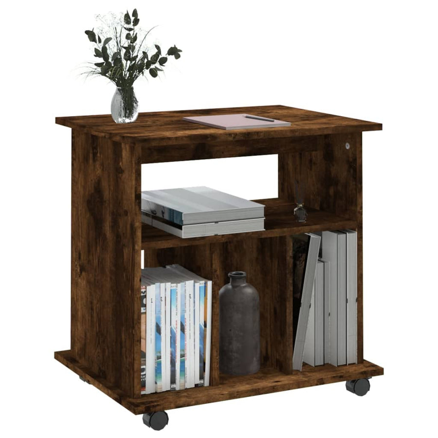Kast Verrijdbaar 60X45X60 Cm Bewerkt Hout Gerookt Eikenkleurig 1