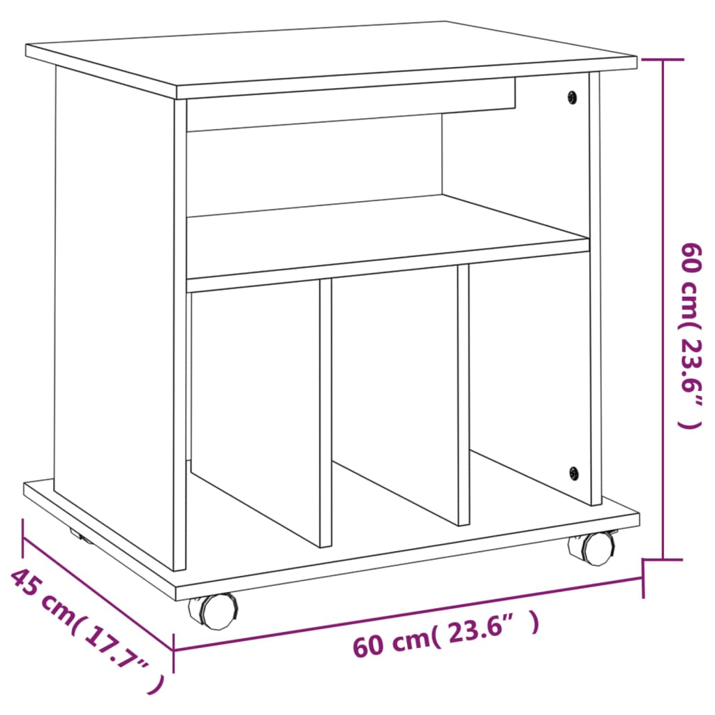Kast Verrijdbaar 60X45X60 Cm Bewerkt Hout Gerookt Eikenkleurig 1