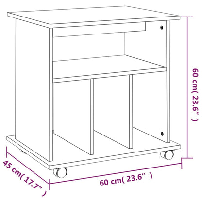 Kast Verrijdbaar 60X45X60 Cm Bewerkt Hout Gerookt Eikenkleurig 1