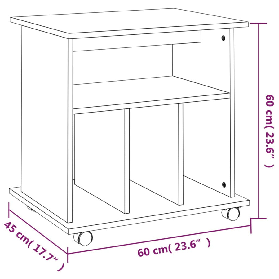 Kast Verrijdbaar 60X45X60 Cm Bewerkt Hout Grijs Sonoma Eiken 1