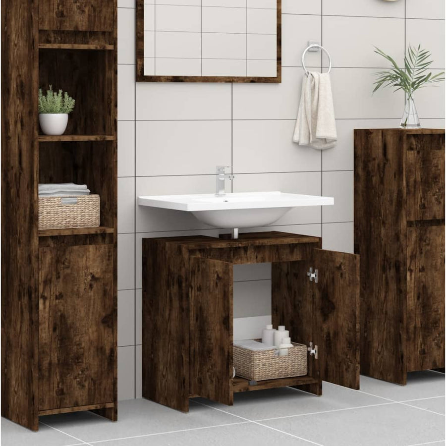 Badkamerkast 60X33X6 Cm Bewerkt Hout Kleurig Gerookt eiken