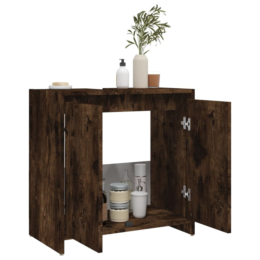 Badkamerkast 60X33X6 Cm Bewerkt Hout Kleurig Gerookt eiken
