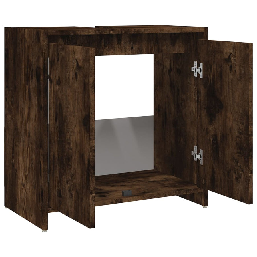 Badkamerkast 60X33X6 Cm Bewerkt Hout Kleurig Gerookt eiken