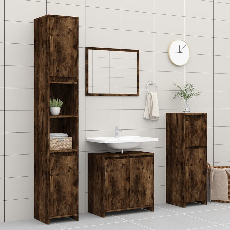 Badkamerkast 60X33X6 Cm Bewerkt Hout Kleurig Gerookt eiken