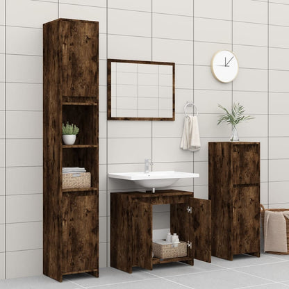Badkamerkast 60X33X6 Cm Bewerkt Hout Kleurig Gerookt eiken