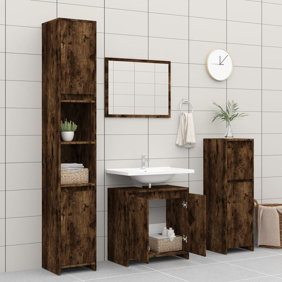 Badkamerkast 60X33X6 Cm Bewerkt Hout Kleurig Gerookt eiken