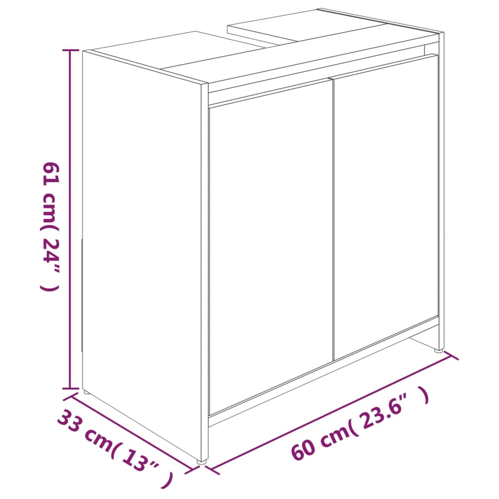 Badkamerkast 60X33X6 Cm Bewerkt Hout Kleurig Gerookt eiken