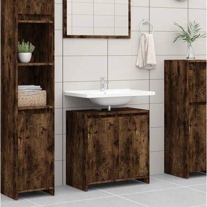 Badkamerkast 60X33X6 Cm Bewerkt Hout Kleurig Gerookt eiken