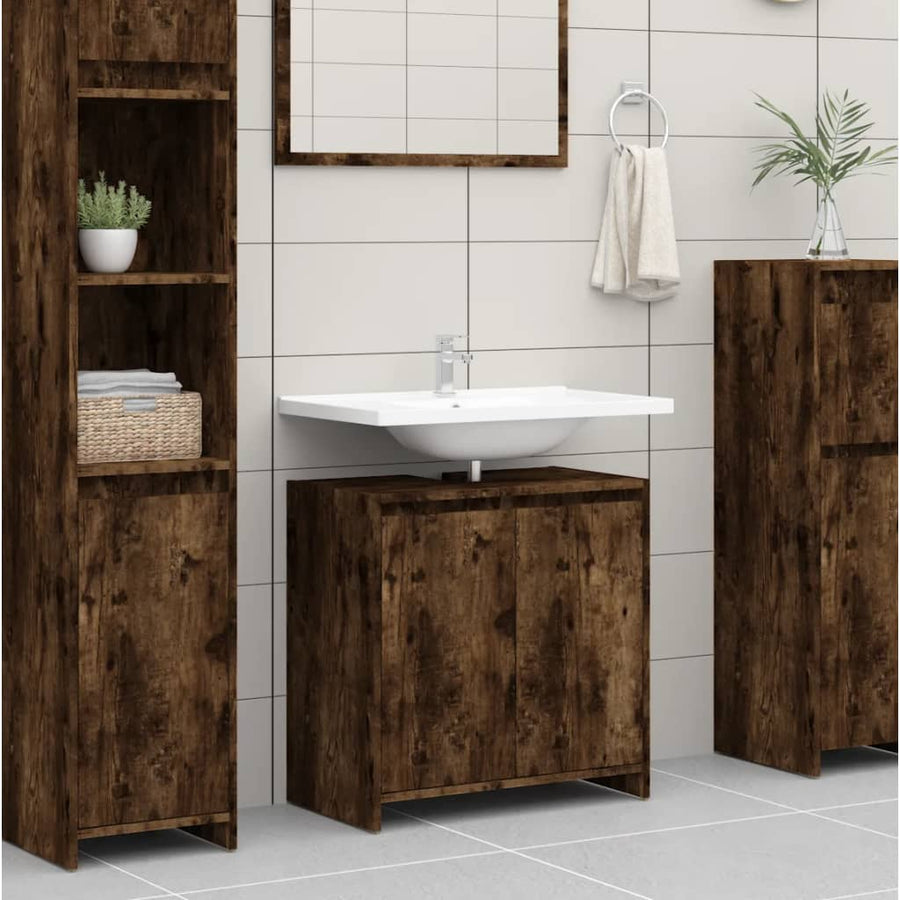 Badkamerkast 60X33X6 Cm Bewerkt Hout Kleurig Gerookt eiken