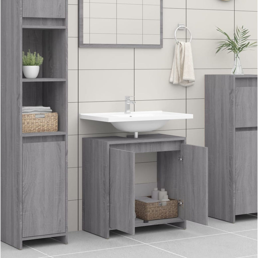 Badkamerkast 60X33X61 Cm Bewerkt Hout Grijs Sonoma Eikenkleurig