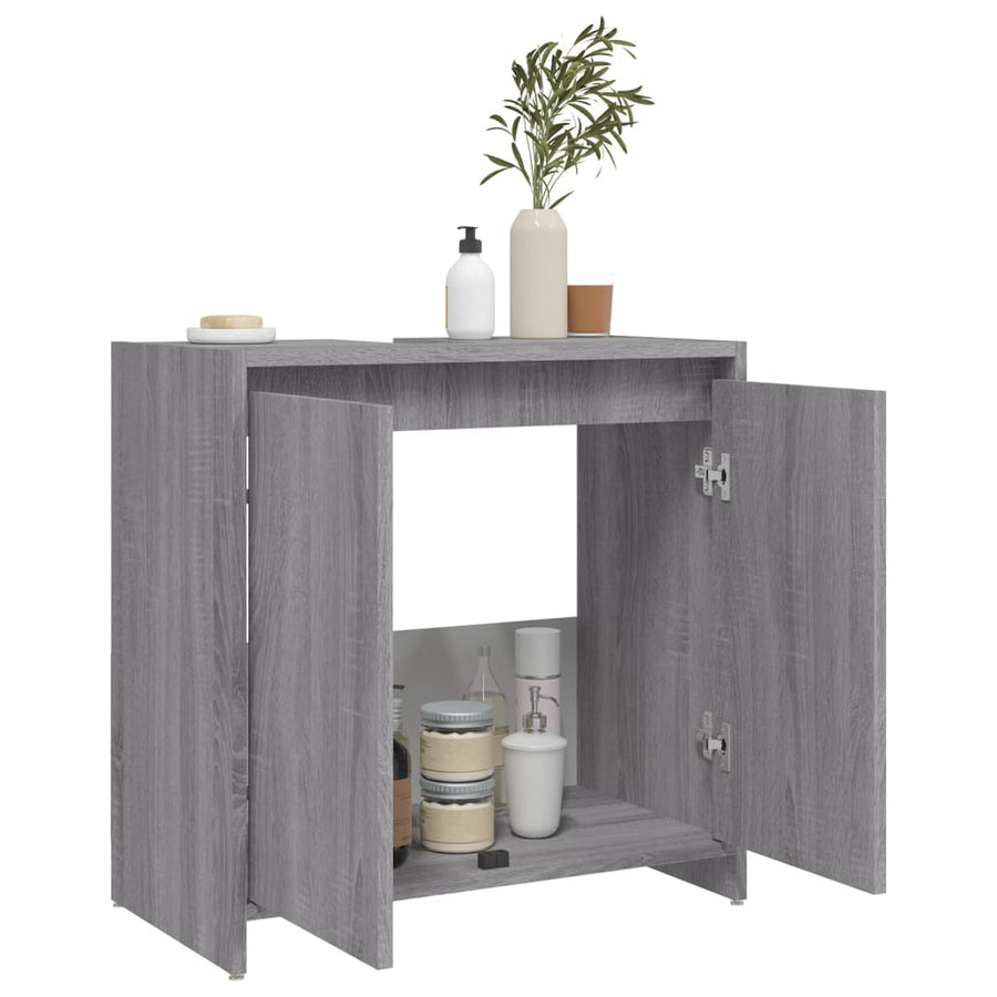 Badkamerkast 60X33X61 Cm Bewerkt Hout Grijs Sonoma Eikenkleurig