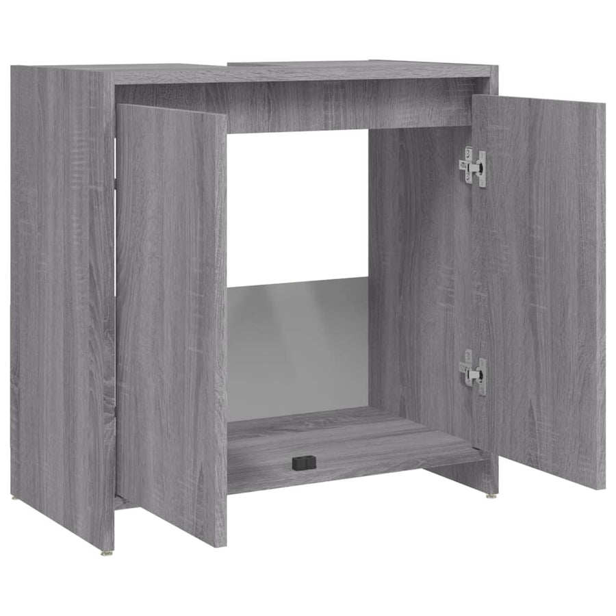 Badkamerkast 60X33X61 Cm Bewerkt Hout Grijs Sonoma Eikenkleurig