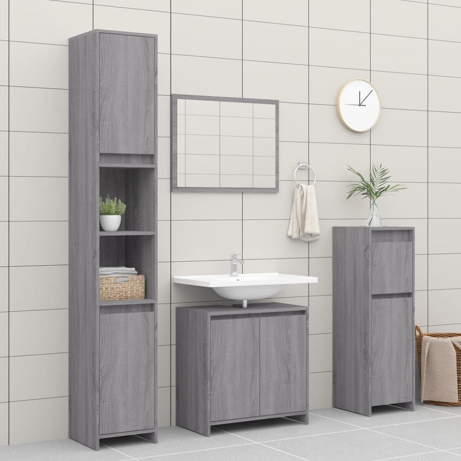 Badkamerkast 60X33X61 Cm Bewerkt Hout Grijs Sonoma Eikenkleurig