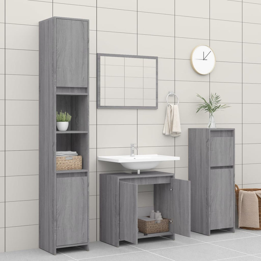 Badkamerkast 60X33X61 Cm Bewerkt Hout Grijs Sonoma Eikenkleurig
