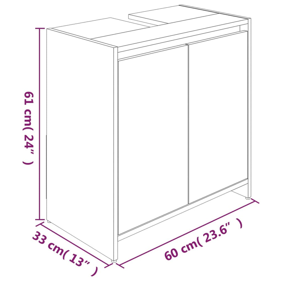 Badkamerkast 60X33X61 Cm Bewerkt Hout Grijs Sonoma Eikenkleurig