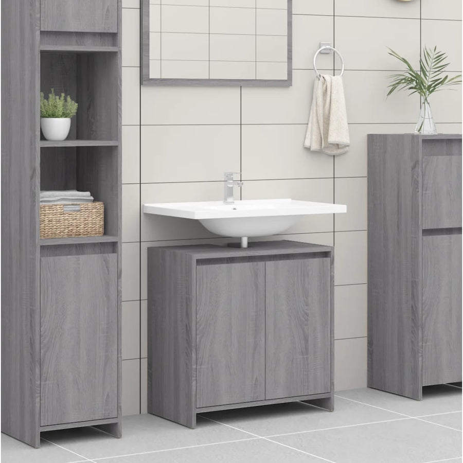 Badkamerkast 60X33X61 Cm Bewerkt Hout Grijs Sonoma Eikenkleurig