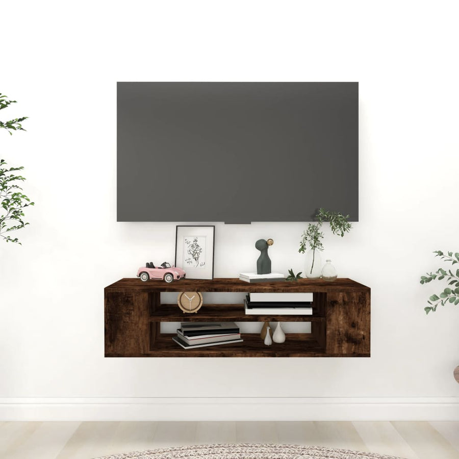 Tv-Hangmeubel 100X30X26,5 Cm Bewerkt Hout Gerookt Eikenkleurig