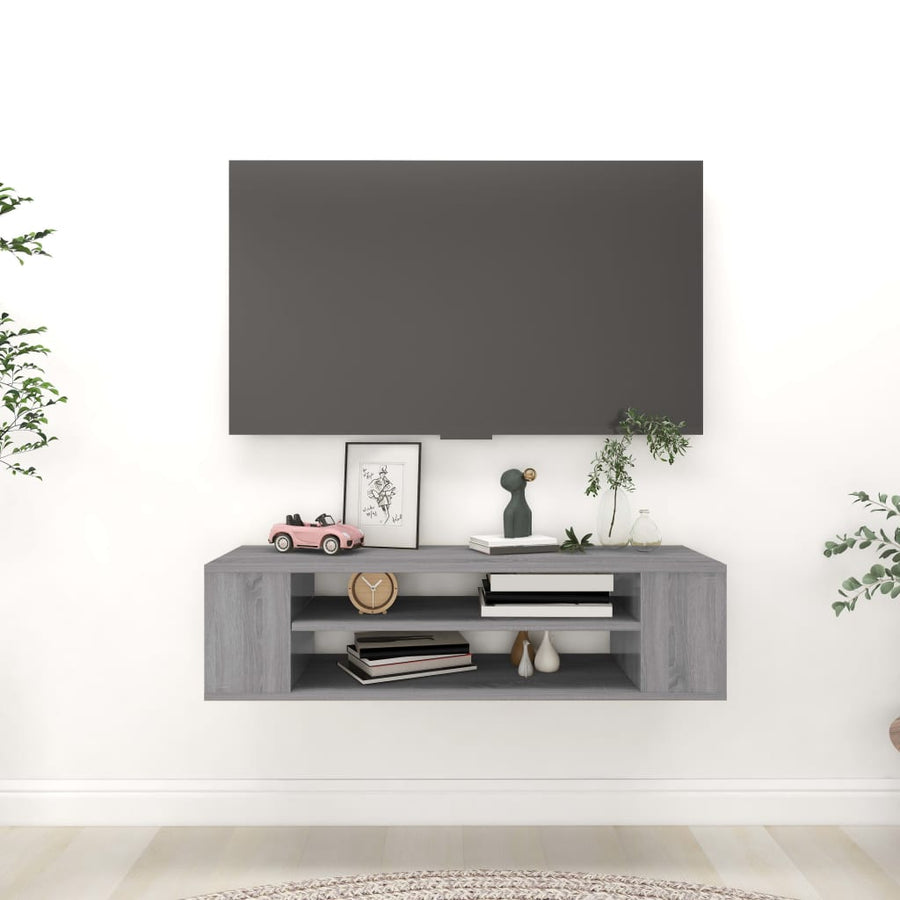 Tv-Hangmeubel 100X30X26,5 Cm Bewerkt Hout Grijs Sonoma Eiken