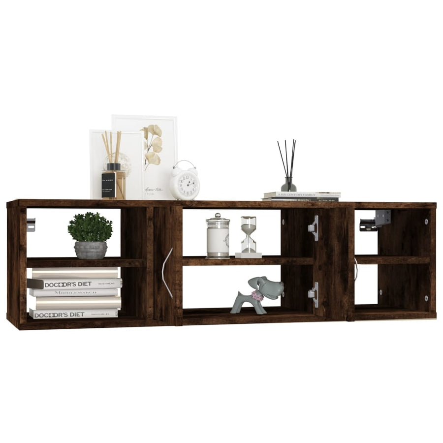 Wandschap 02X30X29 Cm Bewerkt Hout Kleurig Gerookt eiken