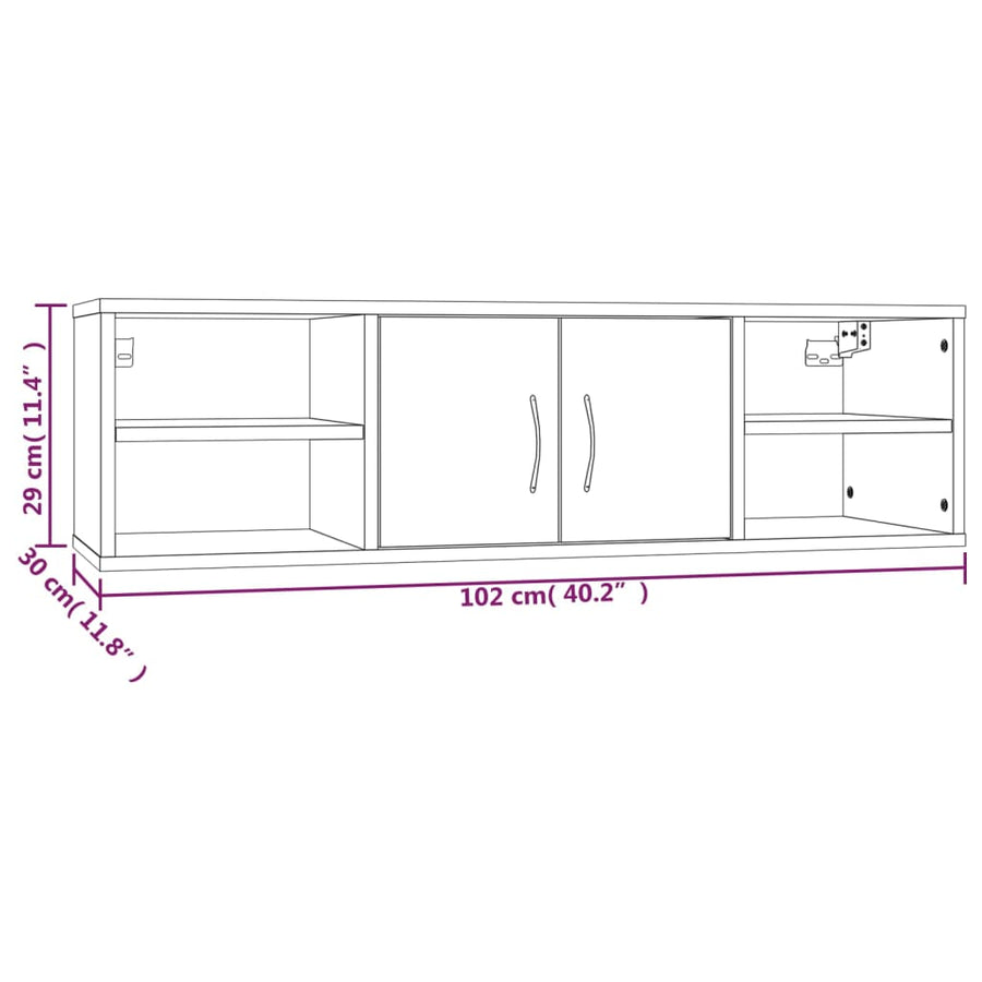 Wandschap 02X30X29 Cm Bewerkt Hout Kleurig Gerookt eiken