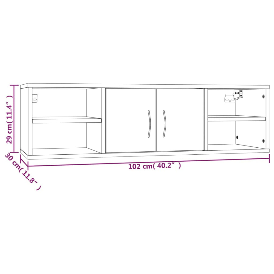 Wandschap 02X30X29 Cm Bewerkt Hout Eikenkleurig Grijs sonoma