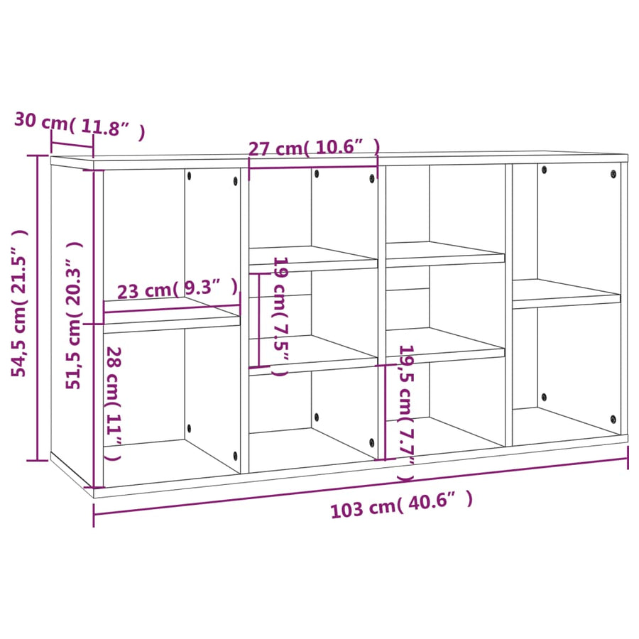 Schoenenbank 03X30X54,5 Cm Bewerkt Hout Kleurig Gerookt eiken