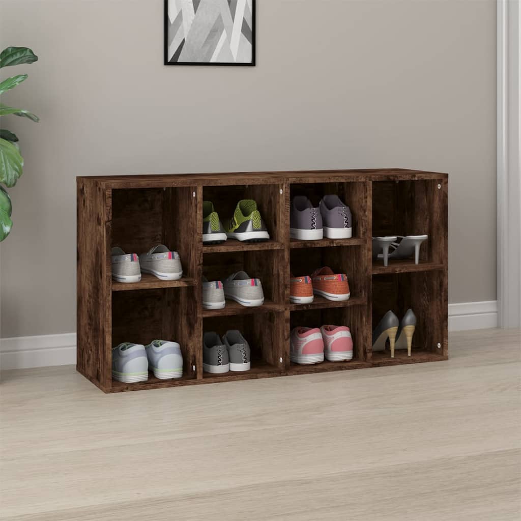 Schoenenbank 03X30X54,5 Cm Bewerkt Hout Kleurig Gerookt eiken