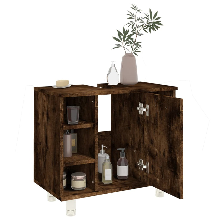 Badkamerkast 60X32X53,5 Cm Bewerkt Hout Kleurig Gerookt eiken