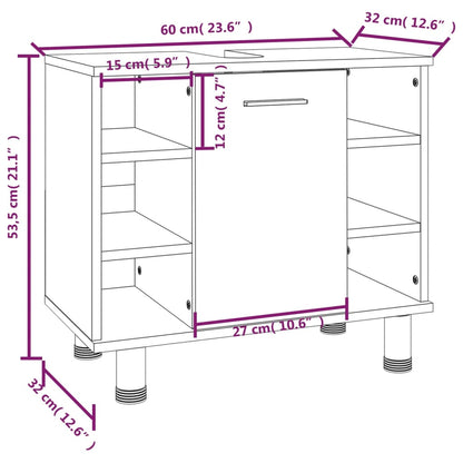 Badkamerkast 60X32X53,5 Cm Bewerkt Hout Kleurig Gerookt eiken