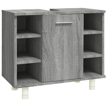 Badkamerkast 60X32X53,5 Cm Bewerkt Hout Eikenkleur Grijs sonoma