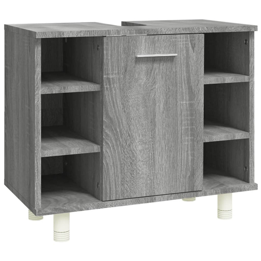 Badkamerkast 60X32X53,5 Cm Bewerkt Hout Eikenkleur Grijs sonoma