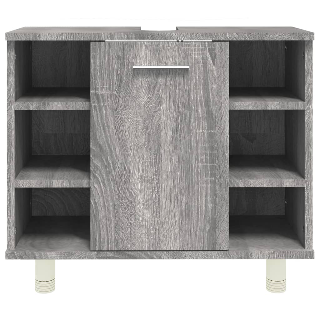 Badkamerkast 60X32X53,5 Cm Bewerkt Hout Eikenkleur Grijs sonoma