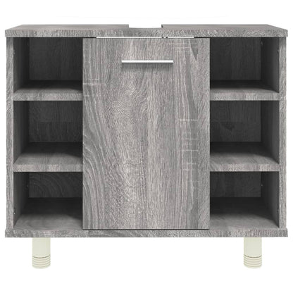 Badkamerkast 60X32X53,5 Cm Bewerkt Hout Eikenkleur Grijs sonoma