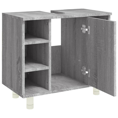 Badkamerkast 60X32X53,5 Cm Bewerkt Hout Eikenkleur Grijs sonoma